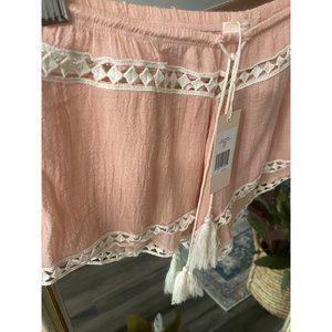 Eberjey Pipa Cotton Embroidered Tassel Shorts Sz S/M